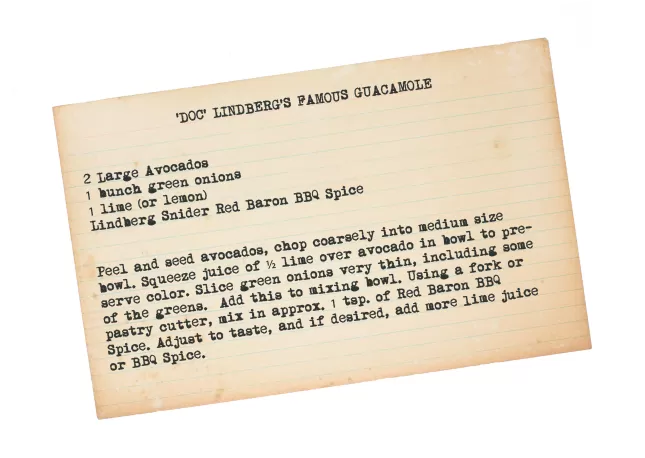 'Doc' lindberg's famous guac - Image of Recipe Paper
